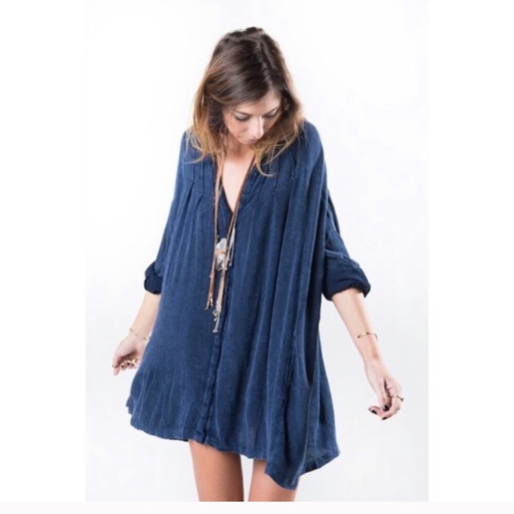 Free People Blue Tunic Top